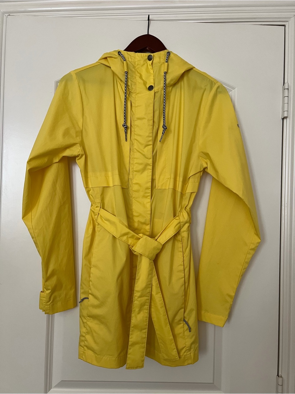 Columbia Yellow Hooded Rain Jacket (zipper malfunction)
